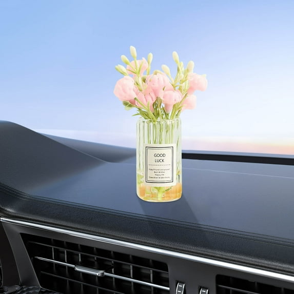 Eolstice Fresh Mini Car Ornaments Vase, Flowers for Car Interior Accessories, Sturdy and Decorative for Center Console Decorations, Vehicle Displays, and Gifts(E)