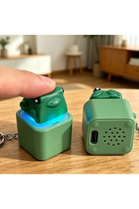Frog Croaking Fidget Toy, Keyboard Clicker Keychain, 6 Pcs Rechargeable Fidget Toy with LED Light, Sensory Anxiety Relief for Adults, Stress Relieving Game for Office