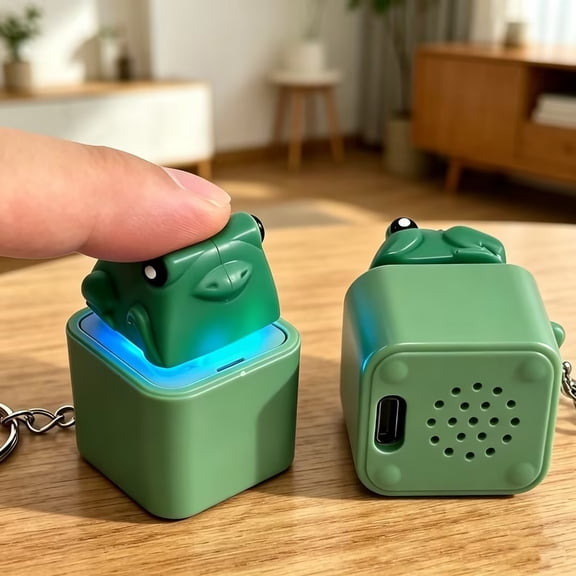 Eolstice Frog Croaking Fidget Toy, Keyboard Clicker Keychain, 6 Pcs Rechargeable Fidget Toy with LED Light, Sensory Anxiety Relief for Adults, Stress Relieving Game for Office
