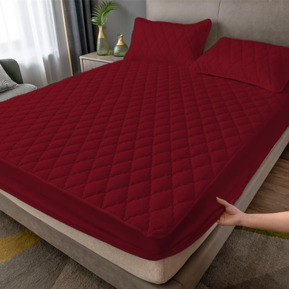 Eolstice Full Size Waterproof Mattress Cover, Waterproof Sheets Mattress Protector, Bed Sheet Protectors, for Bed, Sleeping Comfort, All-inclusive Fit, Home Use(Red)
