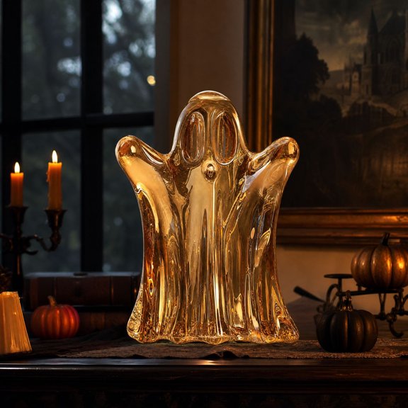 Eolstice Ghost Crystal Paperweight, Colorful Halloween Figurine, Desktop Statue Ornament, for Office, Living Room, Home Decor, Kids Holiday Gift