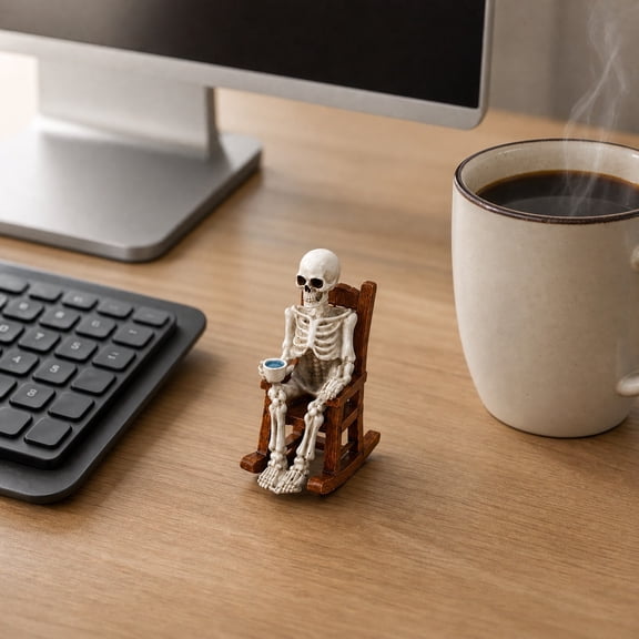 Eolstice Halloween Animated Skeleton, Rocking Chair Motion Activated Figurine, Spooky Skull with Glowing Eyes, Funny Laughing Decoration for Party
