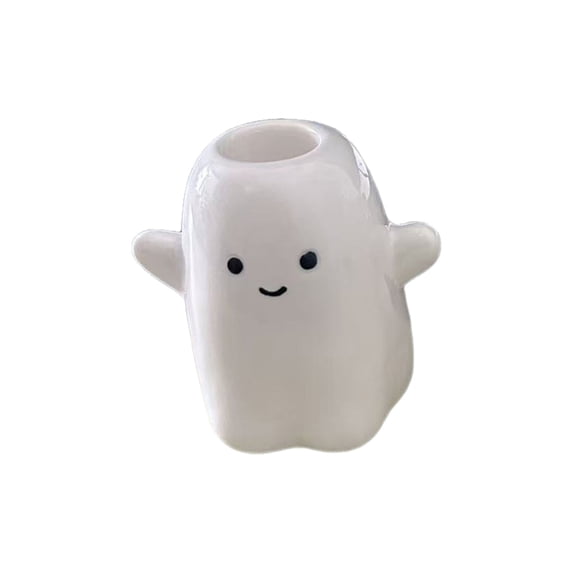 Eolstice Halloween Ghost Ceramic Candlestick, Cute Ghost Candle Holder, Home Desktop Decoration, Spooky Table Centerpiece for Halloween Party Decor