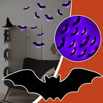 Eolstice Halloween LED Flashing Bats Wall Stickers, Luminous Window Hanging Party Decoration, Glow In Dark Adhesive Decor For Room Door Glass