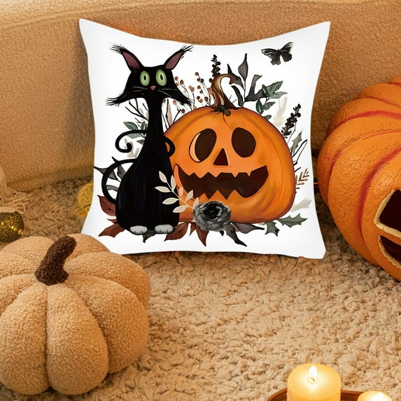 Eolstice Halloween Pumpkin Pillow Set, Printed Home Decor Accent, Polyester Throw Pillows for Seasonal Decoration