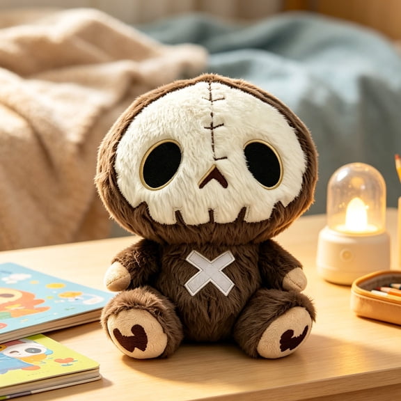 Eolstice Halloween Skeleton Sloth Doll, Gothic Gingerdead Skull, Stuffed Spooky Soft Toy, Home Indoor Decor Gift, Festive Plush Toy Ornament