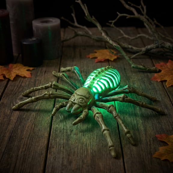 Eolstice Halloween Spider Desktop Decorations, Glowing Spider LED Statue, Luminous Large Tabletop Decor, Spooky Home Prop, Festive Party Decoration