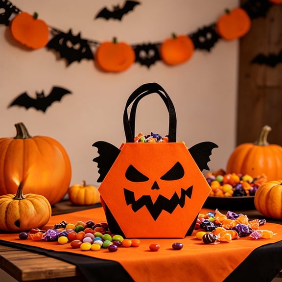 Eolstice Halloween Treat Bags, Pumpkin Owl Candy Goodie Bucket, Reusable Trick Or Treat Bag for Kids Party Gift Storage, Halloween Party Favor