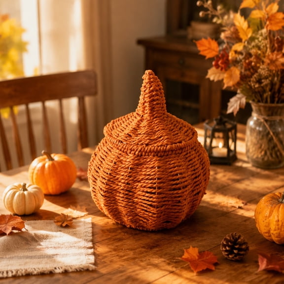 Eolstice Halloween Woven Storage Basket, Handmade Grass Basket, For Candy Storage And Festival Display Witches Decors