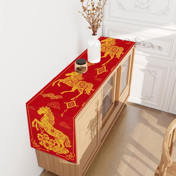 Eolstice Happy Chinese New Year 2026 Table Runner, Kitchen And Dining Table Decor, Festive Runner For Family Gatherings, Celebration, Holiday Accent