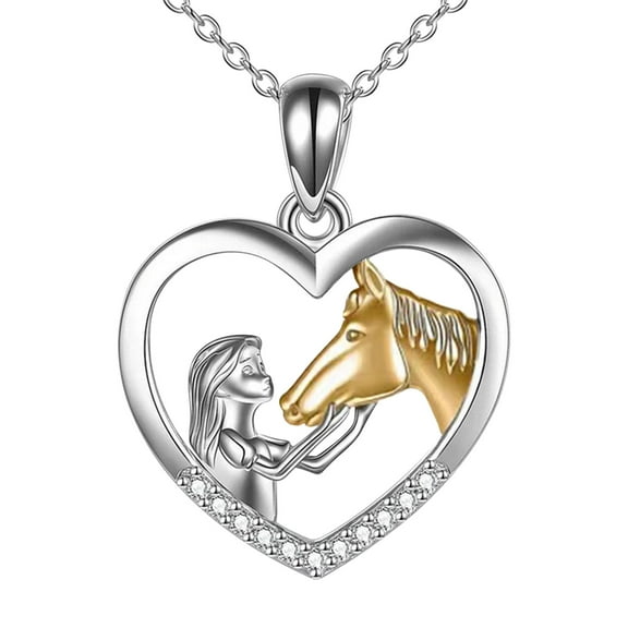 Eolstice Heart Necklace For Girls, Horse Jewellery Horse Gifts For Women Necklace Mother's Day Gift, Heart Shaped Necklace, for Women and Mothers, Gifting, and Fashion Accessories