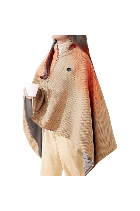 Heated Shawl Wrap for Women, Corded Electric Soft Zipper Blanket, 2025 Winter USB Powered Warming Scarf