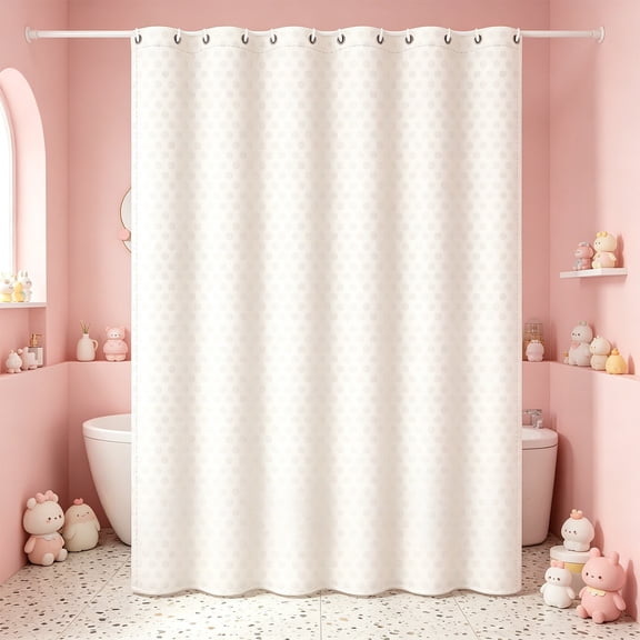 Eolstice Heavy-Duty Polyester Shower Curtain, Waffle Pattern Waterproof Bath Curtain with Solid Color Design for Warmth, Bathroom and Bathtub Use,Beige