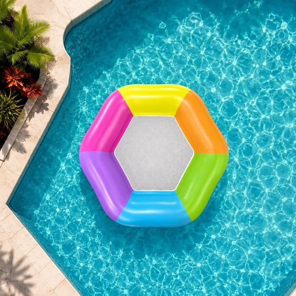 Eolstice Hexagonal Inflatable Pool, Color Mesh Water Floating Bed Lounge For Adults And Kids, Outdoor Summer Swimming Pool Beach Chair Float Gear