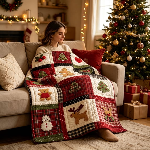 Eolstice Holiday Throw Blanket, Christmas Printed, Soft Plush Nap Blanket, Warm Festive, for Couch Bed Office, Festive Xmas Home Decor Throw