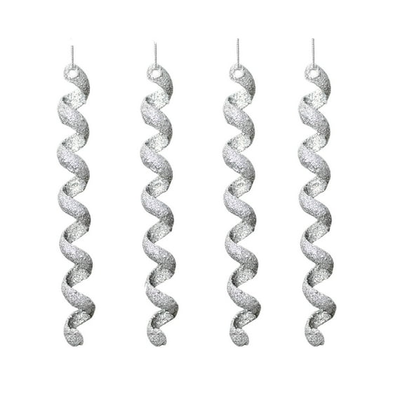 Eolstice Icicle-Shaped Tree Pendants Frosted Effect Decorations Crystal-Inspired Hanging Pieces Winter Theme Accents Four-Piece Christmas Ornament Set
