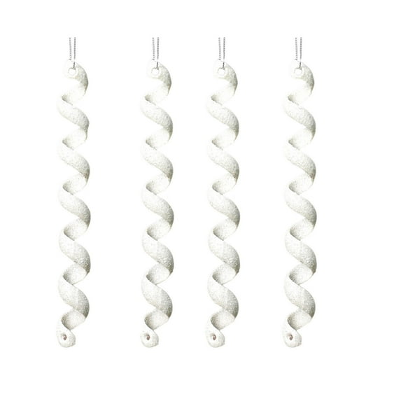 Eolstice Icicle-Shaped Tree Pendants Frosted Effect Decorations Crystal-Inspired Hanging Pieces Winter Theme Accents Four-Piece Christmas Ornament Set