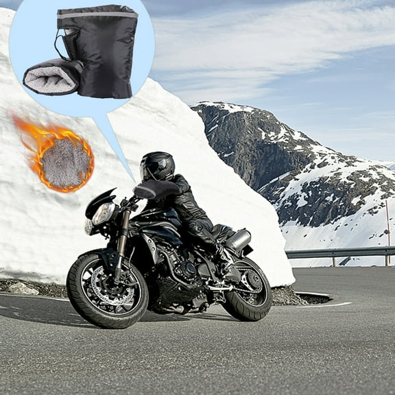 Eolstice Insulated Winter Motorcycle Handlebar Covers, Thickened Waterproof Wind Protection with Reflective, Universal Fit for Bike Grip Warmth