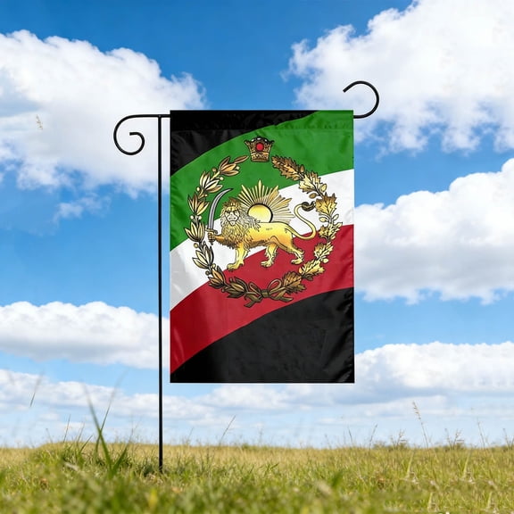 Eolstice Iran Pahlavi Flag 3x5FT, Polyester Material Decorative Flag, Historical Banner for Display, for Pole, Wall, Collectors, Sturdy Hem, Brass Grommets(A-S)