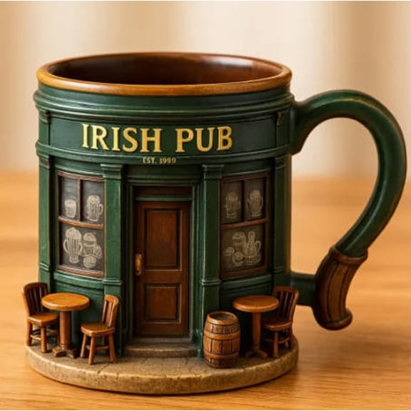 Eolstice Irish Bar Themed Coffee Cup Mug For Home Desktop, Decorative Use In Office Kitchen For Drinking, for Collections And As A Gift