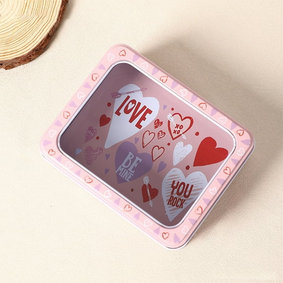 Eolstice Iron Gift Box, Candy Baking Biscuits Cookies Tin, Sturdy Metal Packaging Box, For Gift Giving, Treat Storage, Children's Party Favor, Cookie Container, Decor Box(Pink)