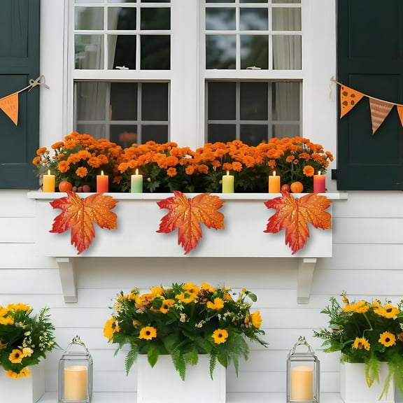 Eolstice Ironwork Wall Mounted Maple Leaf Shaped Handicrafts, Beautiful Metal Hanging Ornaments for Garden and Home, Artistic Design for Interior and Exterior Decor(Orange)