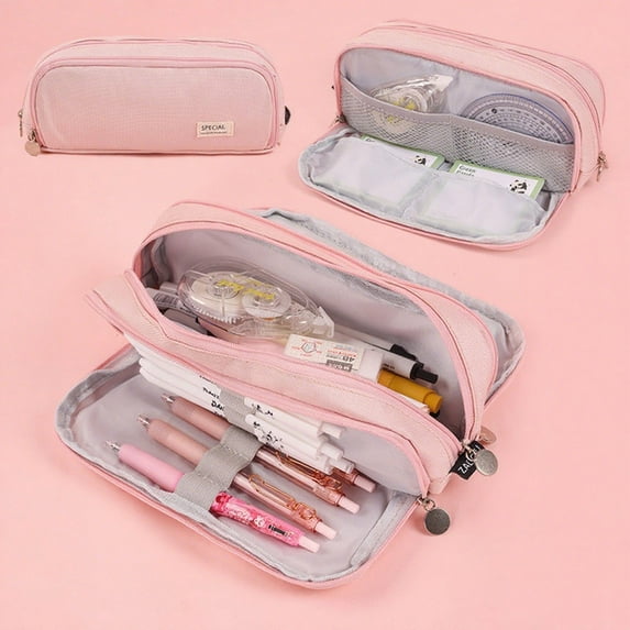 Eolstice Japanese Korean Style Layered Pencil Case, Multi Compartment Sch-ool Stati-onery Box, Cloth Pen Organizer For Travel