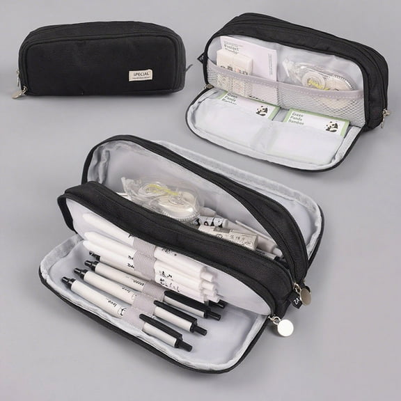 Eolstice Japanese Korean Style Layered Pencil Case, Multi Compartment Sch-ool Stati-onery Box, Cloth Pen Organizer For Travel