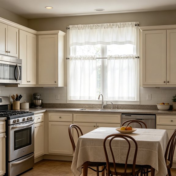 Eolstice Kitchen Curtains, Small Coffee Curtain Set, Solid Color, Filtering Thermal Insulated, Basement Window Treatment, 3 Piece Set, Privacy Curtain