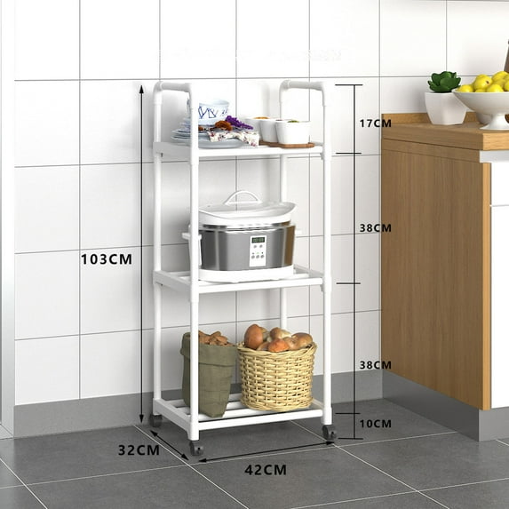 Eolstice Kitchen Storage Rack Microwave Stand, Cookware Organizer Movable Unit, Reinforced Floor-Standing Shelving, Multi-Purpose Storage Rack, For Pots, Pans, Appliances(B)
