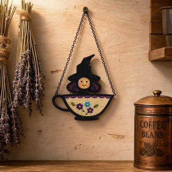 Eolstice Kitchen Witch Knitted Art Set, Hanging Wall Ornament, Handmade Kitchen Decor for Halloween or Everyday, Cute Magic Doll, Fun Witch Decor, Gift