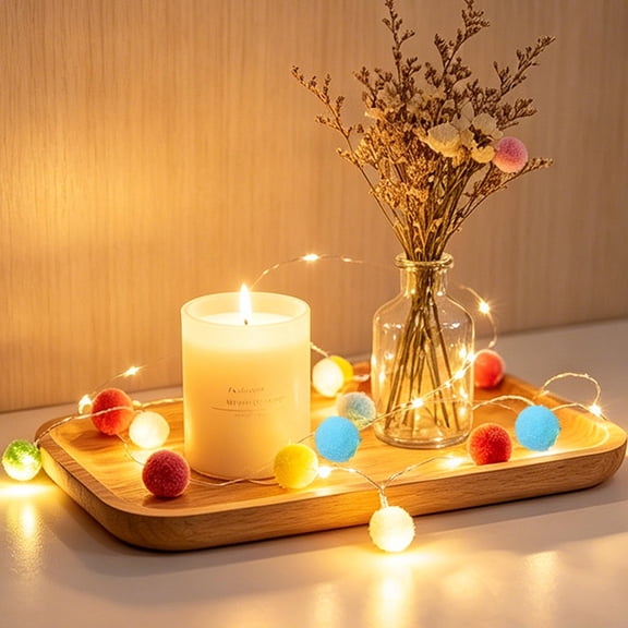 Eolstice LED Cotton Ball String Lights, Copper Wire Yarn Ball Fairy Lights, Room Decor For Bedroom, Perfect For Birthdays, Weddings, Holidays And Celebrations