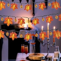 Eolstice LED Maple Leaf String Lights with Pumpkin Accents, Colorful Fall-Themed Outdoor Lighting, Halloween Party Decoration for Courtyard Garden Tree Fence