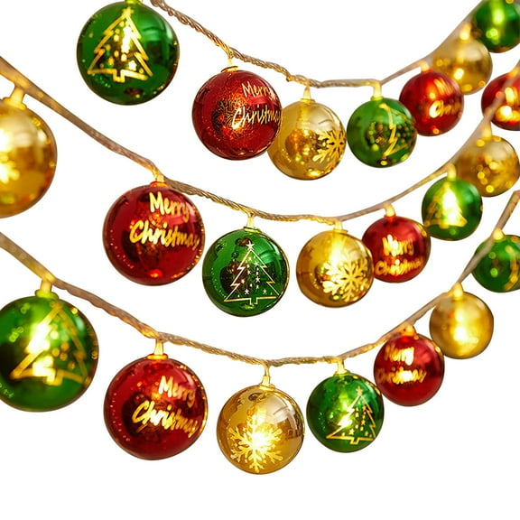 Eolstice Festive Snowball Light Strand Battery-Operated Design Indoor Outdoor Decor Patio Pathway Accent Christmas Tree Enhancement Party Atmosphere Lighting