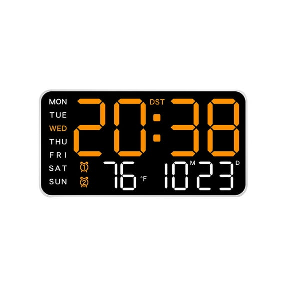 Eolstice Large LED Digital Wall Clock, Auto Dimming Display With Calendar, Alarm Timepiece For Bedroom Living Room Office Store Visibility Day Night Readability