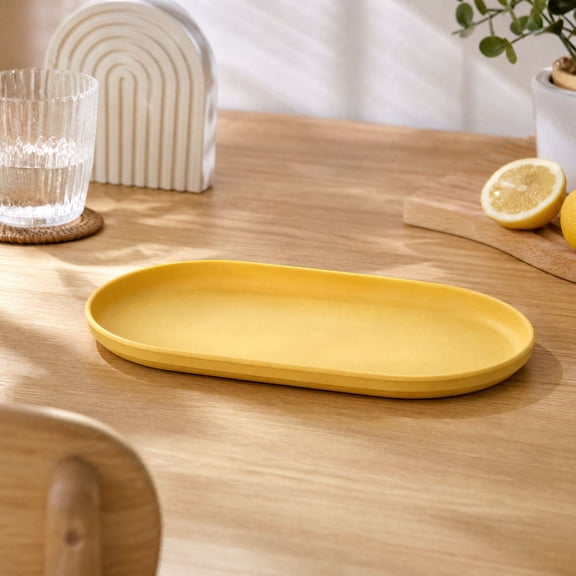Eolstice Large Plastic Serving Platter, Rectangular Dinner Reusable Tray, for Pasta Seafood Steak Home Kitchen Dining Use, for Family Meals