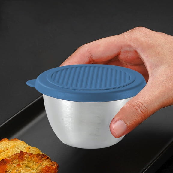 Eolstice Leakproof Reusable Stainless Steel Salad Dressing Container, Small Size with Lid for Sauces, for Lunch Box Picnics and Travel, Condiments and Toppings(Blue)