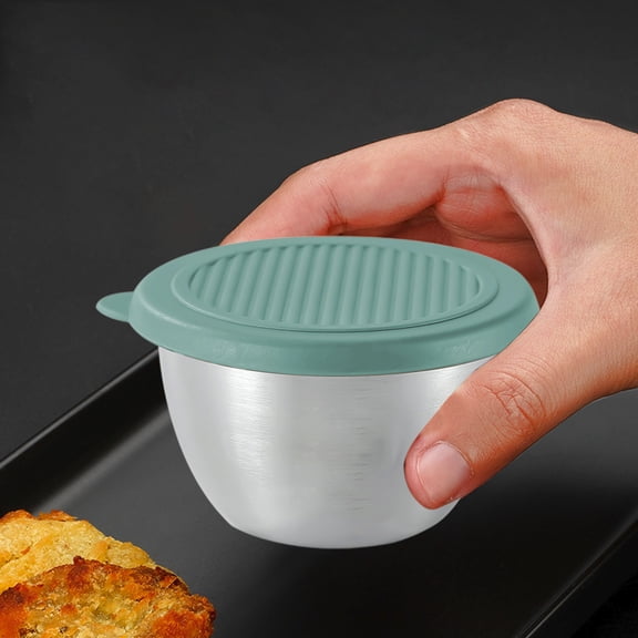 Eolstice Leakproof Reusable Stainless Steel Salad Dressing Container, Small Size with Lid for Sauces, for Lunch Box Picnics and Travel, Condiments and Toppings(Green)