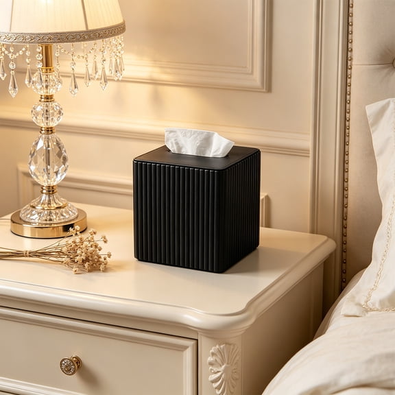 Eolstice Leather Tissue Box Cover, Striped Square Napkin Holder, Decorative Dispenser for Living Room, Coffee Table, Bathroom, Dining Table Decor