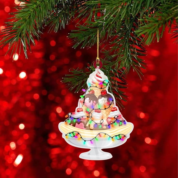 Eolstice Light String Ice Cream Flat Pendant, Decorative Hanging Ice Cream Sign, Summer Party Decor For Room, Kitchen, Birthday, Festive, Battery LED