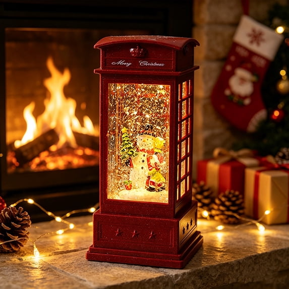 Eolstice Light Up Christmas Resin Figurine, LED Glowing Wind Lamp Decor, Festive Tabletop Ornament, Home Shelf Mantel Party Decoration, Holiday Gift