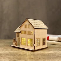 Eolstice Light-Up Handmade Wooden Christmas Village Houses, Handmade Wooden Village Houses, Light-Up Christmas Decor, for Holiday Displays, Tabletop Scenes, Festive Craft(B)