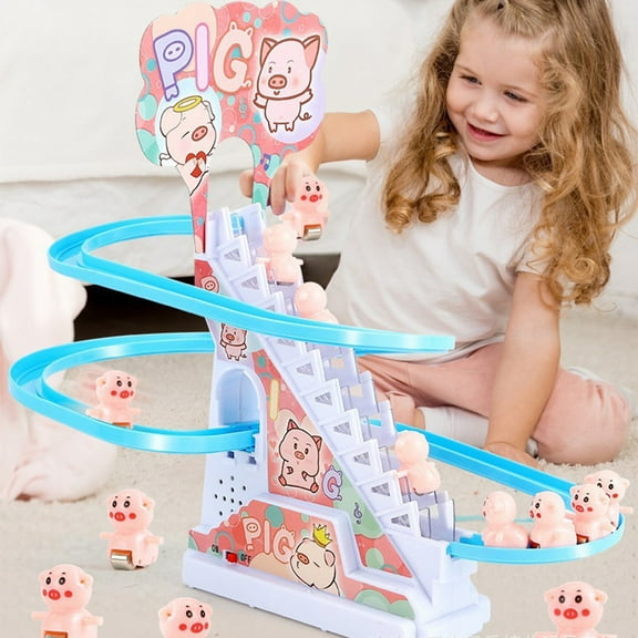 Eolstice Little Dinosaur Porket Automatic Climbing Stairs, Childrens Electricity Track Educational Toys, Slide Stall Toy For Kids Play, Learning Activity, Sturdy Construction(A)