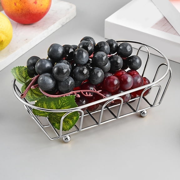 Eolstice Metal Mesh Serving Tray, Elongated Snack Container, Wire Food Organizer, for Chips Chicken Bread Produce, Home Kitchen Buffet Server