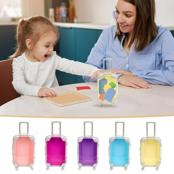 Eolstice Mini Clear Suitcase Toy Set, Simulation Luggage for Kids Imaginative Play, Stackable Storage Container for Small Toys Accessories Role Play Fun