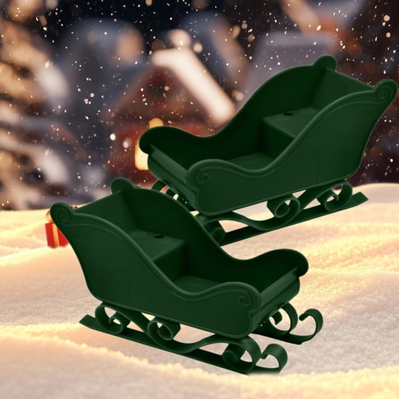 Eolstice Miniature Santa Sled Reindeer Set, Plastic Christmas Village Display Piece, Tabletop Tree Ornament for Hol-iday Home Office Decor