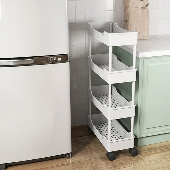 Eolstice Mobile Multi Tier Storage Organizer Cart, Sturdy Frame With Locking Wheels SySt-em, Flexible Unit For Pantry Laundry Room Garage Organization