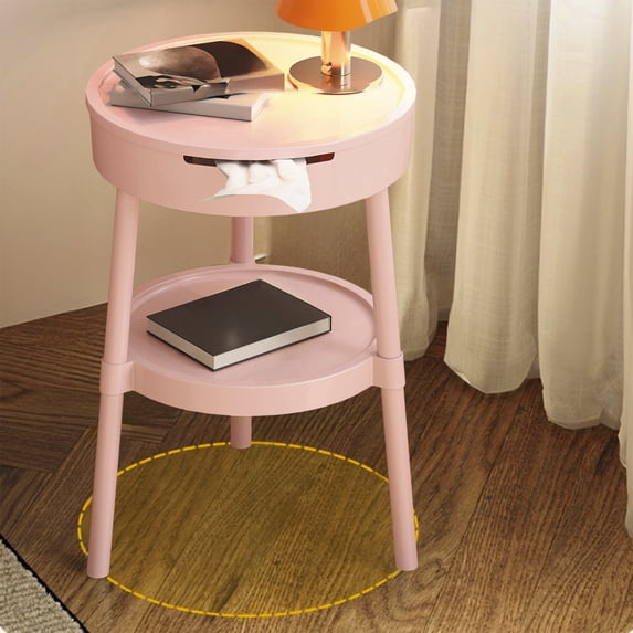 Eolstice Modern Multifunctional Side Table With Drawer, Coffee Bedside Study Desk Storage Shelf, For Living Room Bedroom Office Space Furniture
