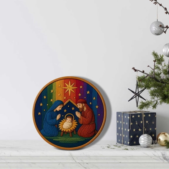 Eolstice Nativity Scene Embroidery Kit, Complete DIY Christmas Story Craft Set, Includes Hoop Threads And Needles, Religious Holiday Activity For Family And Children