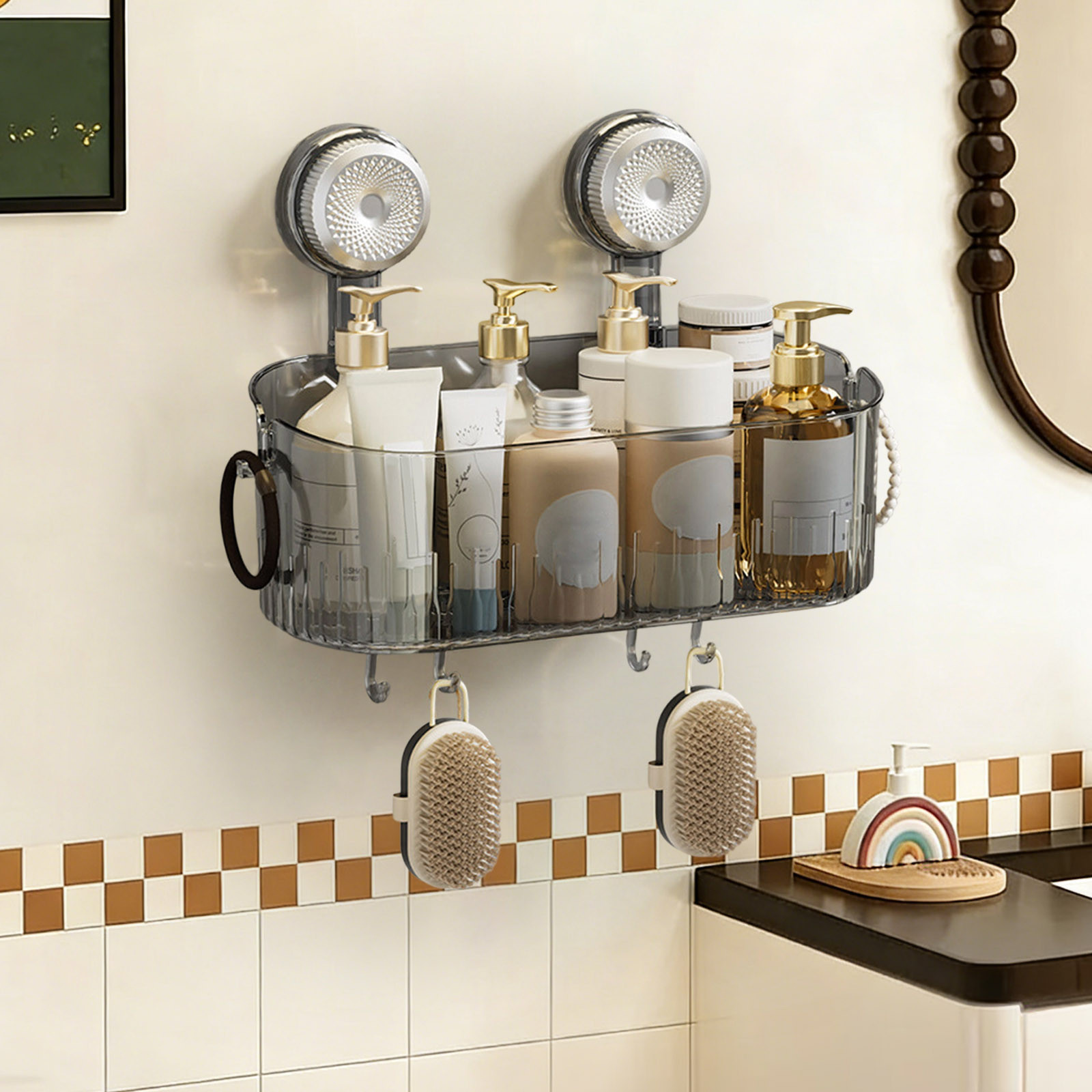 Suction Storage Eolstice No-Drill Bathroom Suction Storage Box, Suction Cup Shelf ...
